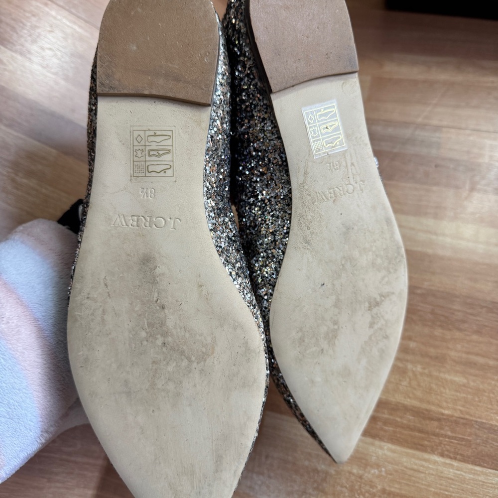 J.Crew Mary Jane flats embellished silver,bronze glitter & rhinestones size 8.5 - Picture 6 of 12